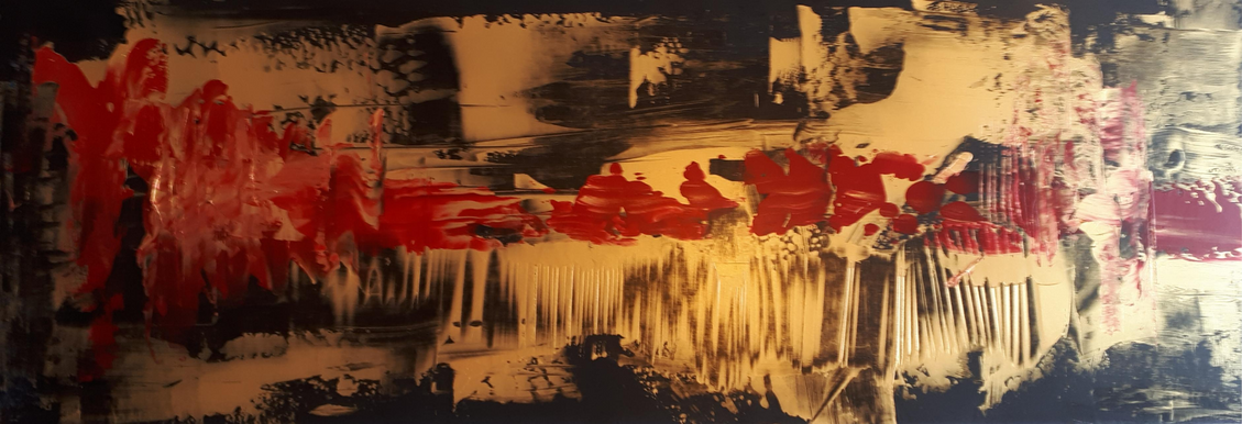 POCHENDES HERZ / Acryl auf Hartfaser