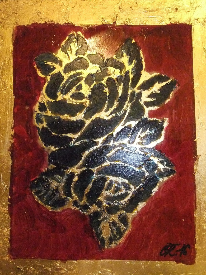 Umschlungen / Acryl + Blattgold