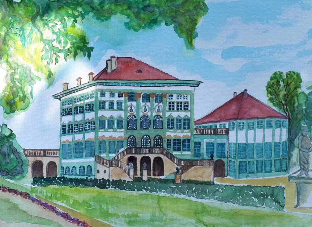 Das Nymphenburger Schloss / Aquarell