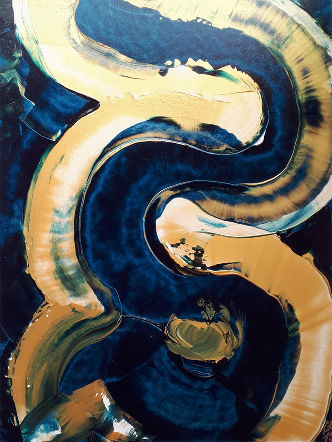 Flussdelta / Acryl auf Hartfaserplatte