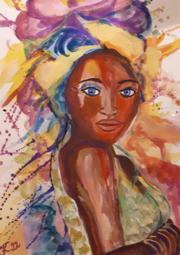 Schwarze Schönheit / Gouache