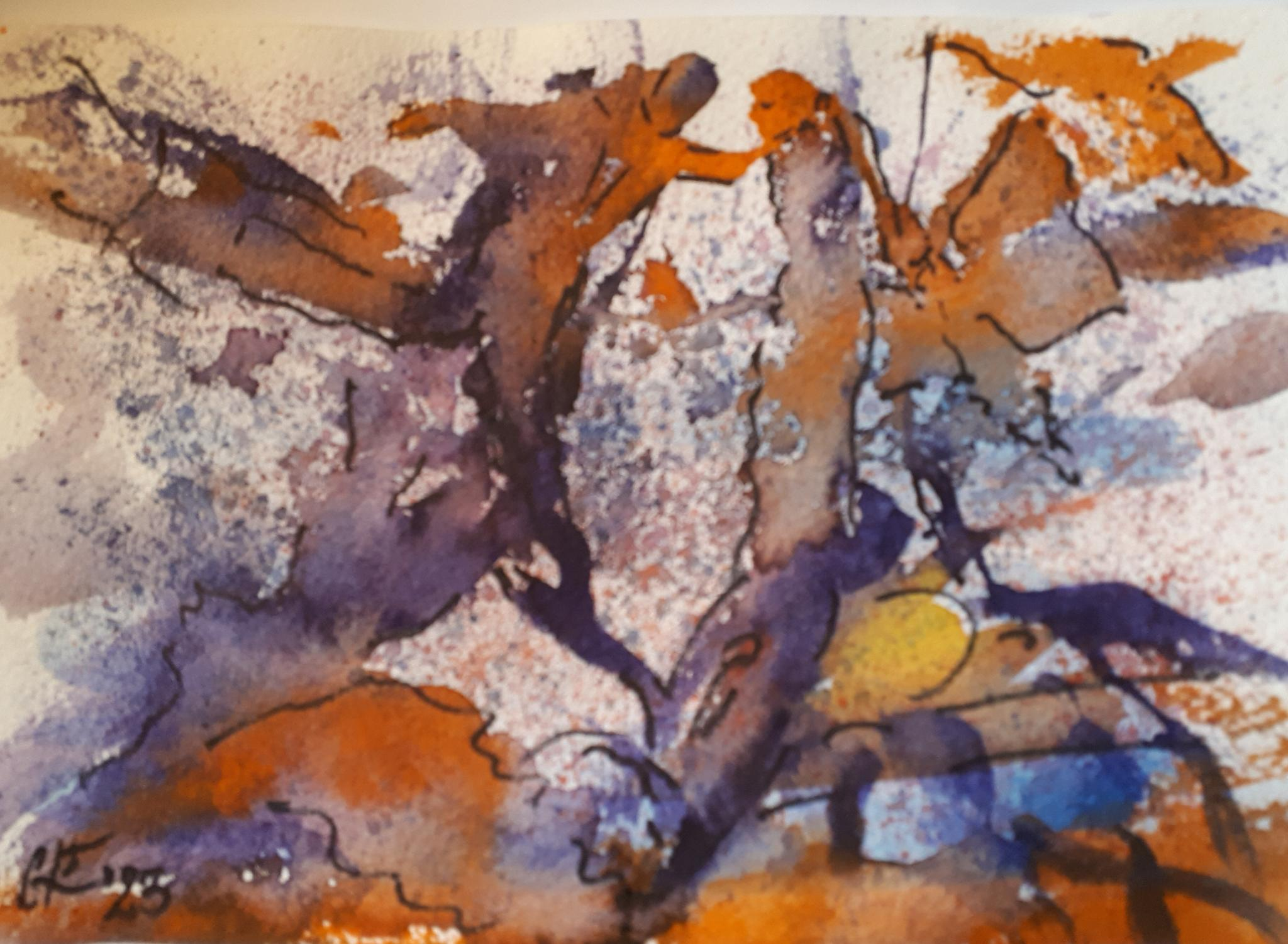 Das Blütenpaar / Aquarell